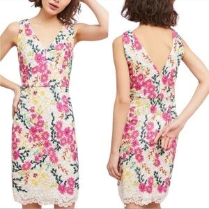 Anthropologie Moulinette Soeurs Pink and White Taylor Embroidered Lace Dress